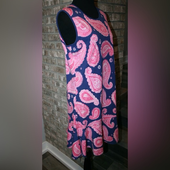 NWT Pink and Navy Blue Paisley Dress by Ana Clare - Picture 2 of 3
